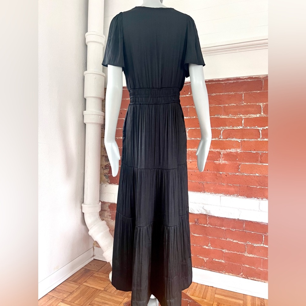 Anthropologie Black Maxi Tiered V‑Neck Dress - Picture 7 of 16
